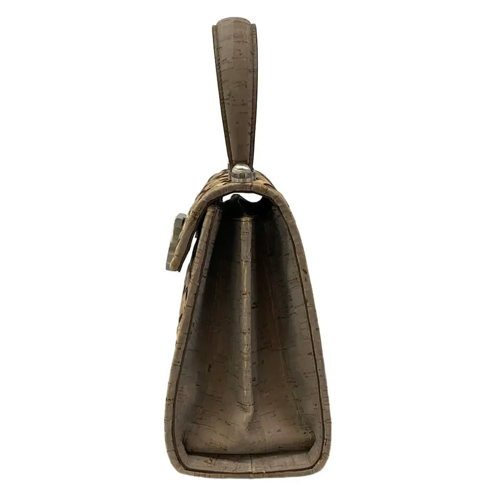 Salvatore Ferragamo Gancini Handbag Beige Gray Dark Brown